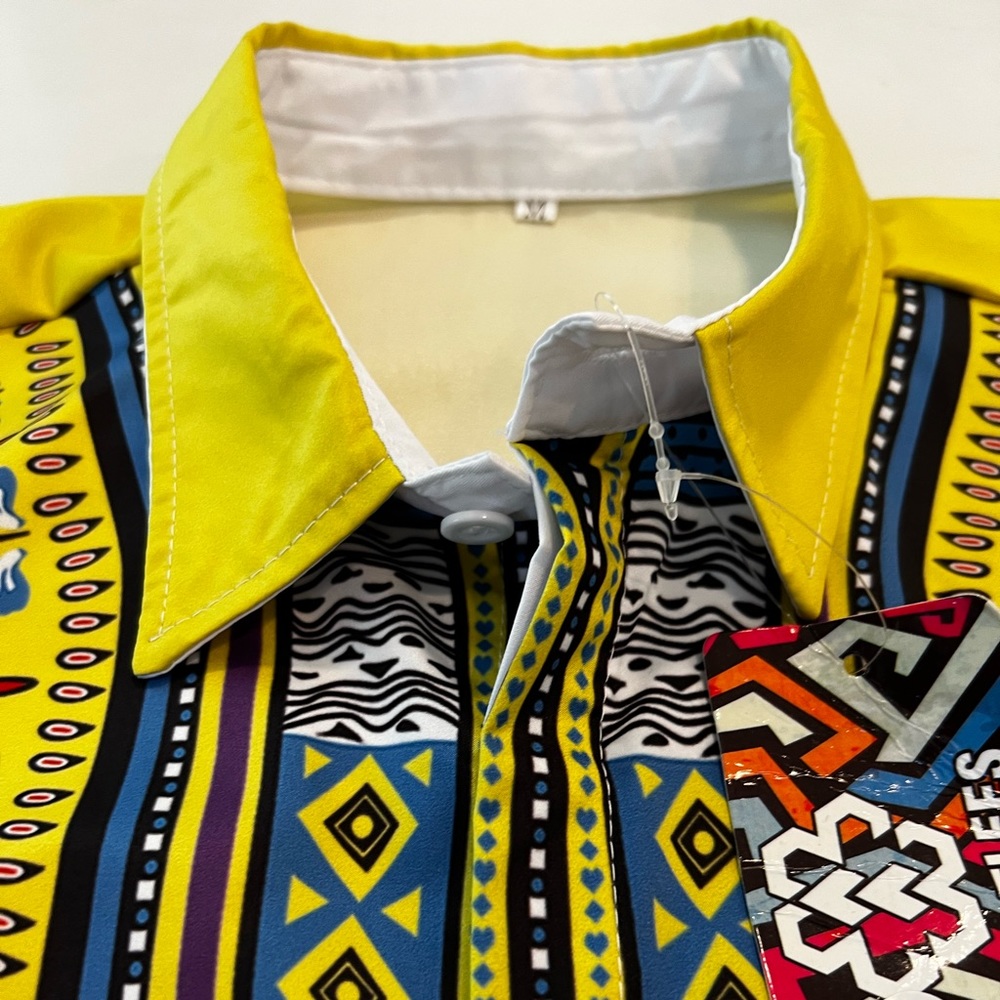 What lees bright yellow medium print shirt